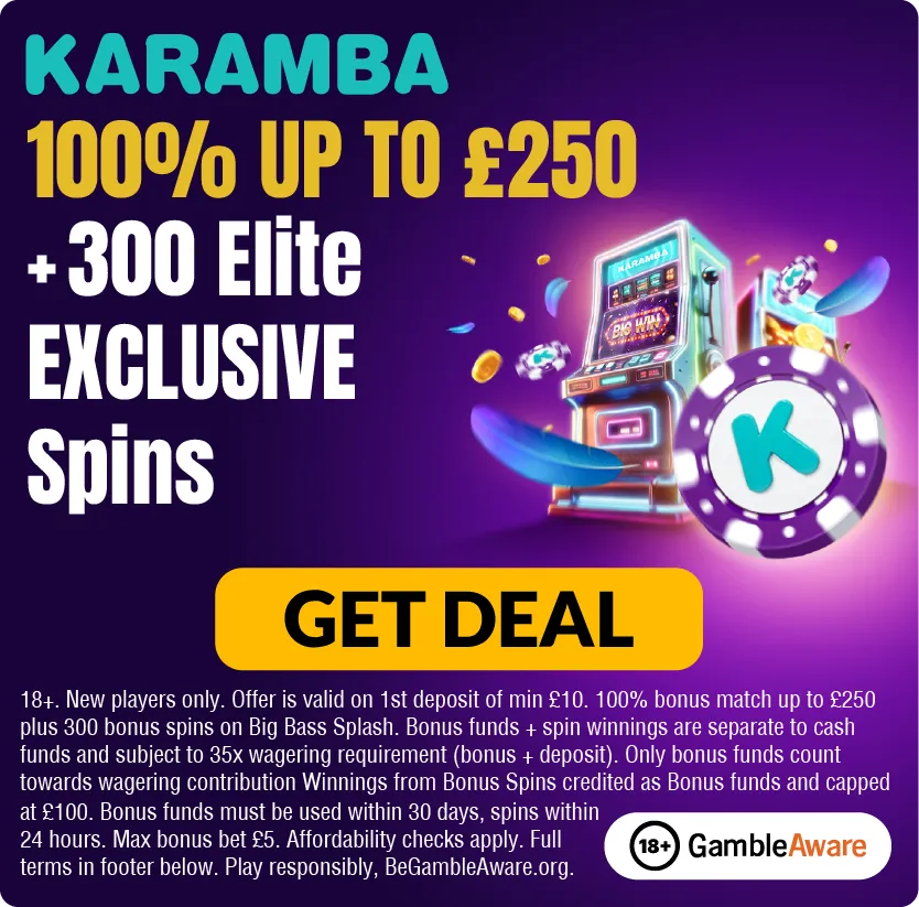 Karamba Banner - 100% Bonus up to £250