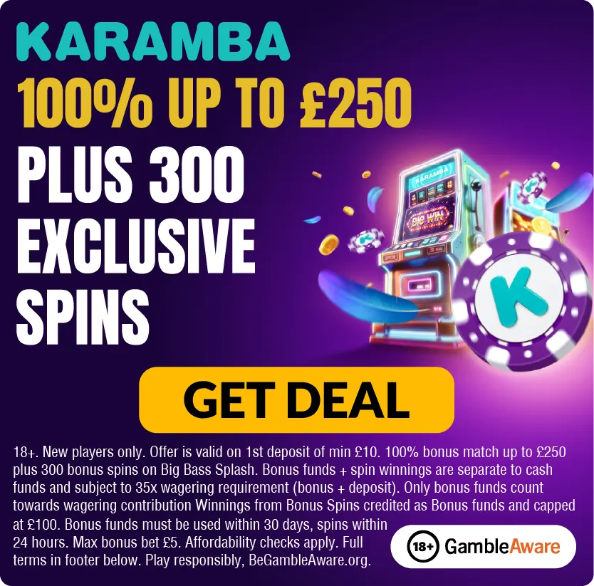 Karamba Banner - 100% Bonus up to £250